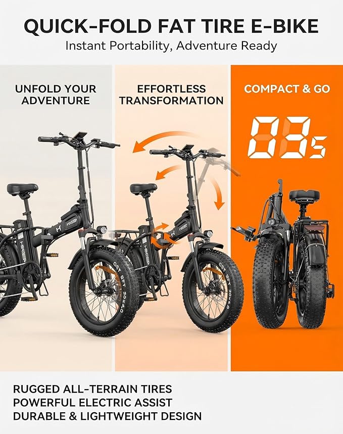 Folding Electric Bicycle for Adults - 750W High Power Motor, 16"/20" Fat Tire E-Bike, Long Range 48V 13AH/25Ah Battery, LCD Screen, Disc Brakes, Adjustable Seat & Handlebar