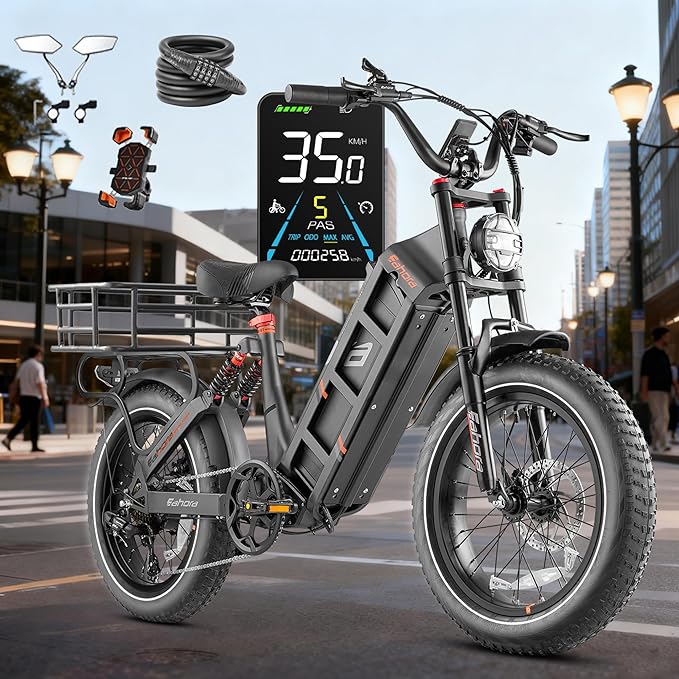 eAhora Juliet Pro 2/Juliet Electric Bike for Adults 5400W/1200W Dual Motor Electric Bicycle 43MPH 60V 70Ah 220+Miles Long Range 20" Fat Tire Full Suspension Mountain E-Bike with APP Control