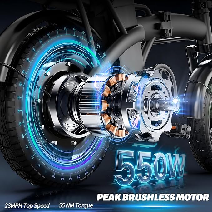 Folding Electric Bike for Adults, 14" Ebike 500W Peak Motor, 23MPH | 35Miles PAS Range | 48V12Ah Removable Battery | Commuter Foldable Electric Bicycles | UL 2849 Certified | Pedal Assist