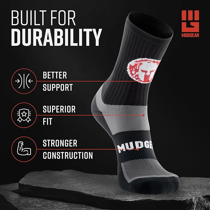 Crew Length Trail Running Socks, Quick-Drying Mid-Calf Socks with Arch Support, Sweat-Resistant, Breathable Athletic Socks
