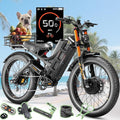 eAhora Romeo Pro 3/2 [2026] 46-50 Mph Electric Bike for Adults, Peak 5600W Dual Motor Ebike, 60V/52V 80Ah/70Ah 250 Miles Long Range E Bike, 26”*4.0 Fat Tire Air Full Suspension Off-Road E-Bike
