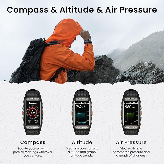 GPS Smart Watch for Men Women, 3D Curved Glass, Full Stainless Steel Body, 6 Satellite Positioning, Compass, 50M Waterproof, Answer/Make Call, 1.64" AMOLED Screen, Compatible for Android iOS