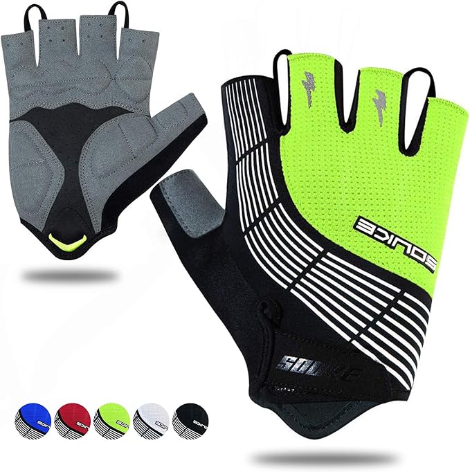 Souke Sports Cycling Bike Gloves - Padded Half Finger Bicycle Gloves with Shock-Absorbing, Anti-Slip, Breathable MTB & Road Biking Features for Men & Women