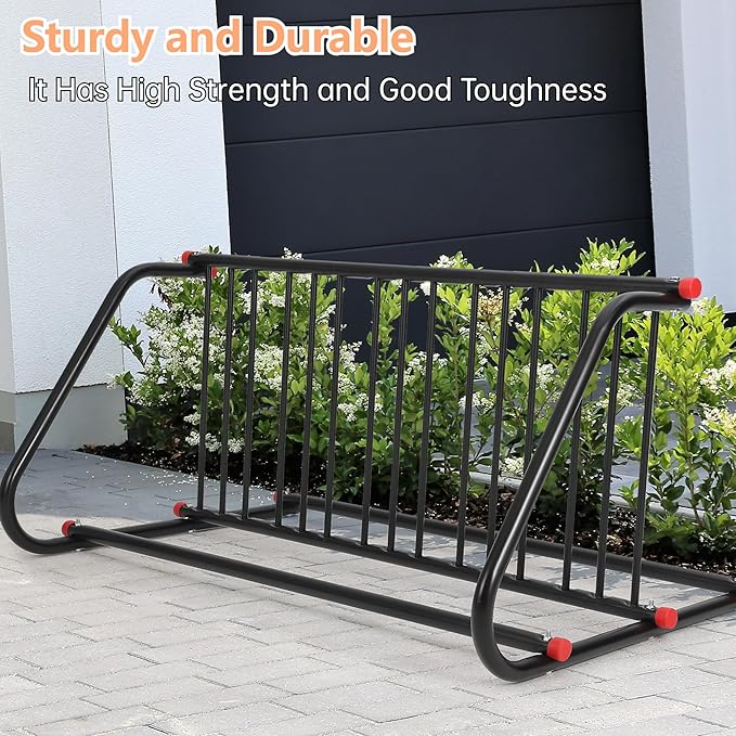 Double-Side 10-Bike Commercial Bike Rack Outdoor, 5-Bike Heavy Duty Steel Grid Floor Rack, Freestanding Parking Stand for Outdoor, Garage, School, Store, University, Yard & Public Spaces