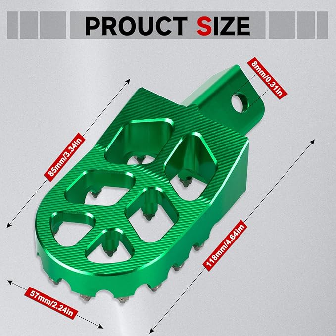 Mini Bike Foot Pegs CNC Anti-Slip Wide Footpegs for CRF50 CRF70 Coleman CT100U CT200U BT200X CC100X CRF XR50 70 110 125 SSR Apollo TaoTao Motorcycle Dirt Bike Pit Bike Pedals (Green)