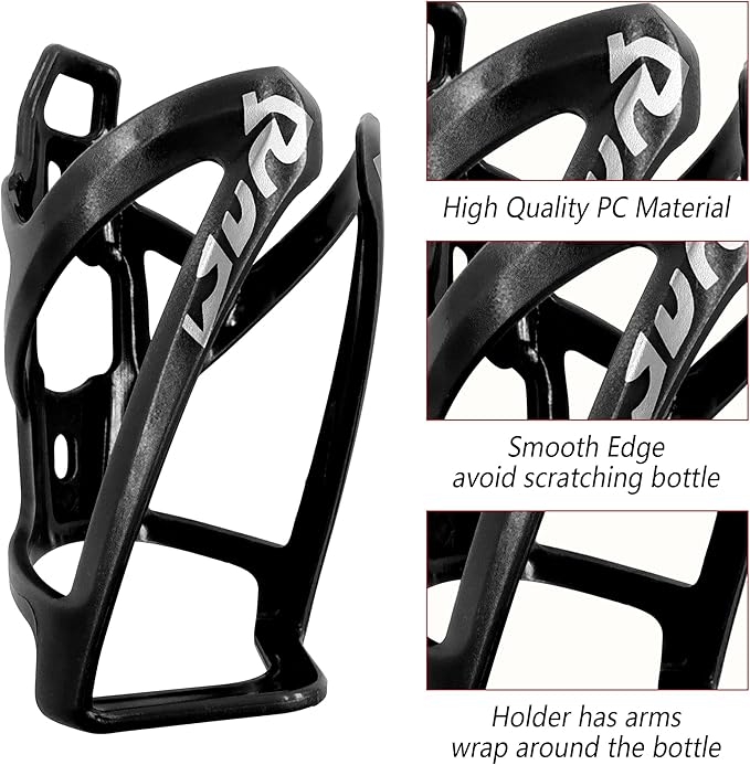 2PCS Bike Water Bottle Holder, Bicycle Water Bottle Cage, Universal Bike Cup Holder for Bicycle, Cycling, Road/Mountain Bikes, Black