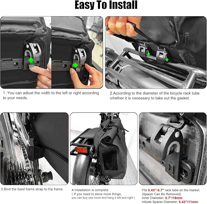 YEEGO DIRECT Bike Panniers,29L Large Capacity Waterproof bike bags, Bike Rack Bag Saddle Bags For Rear Rack Bicycles Commuter Backpack - Black (1 PCS)