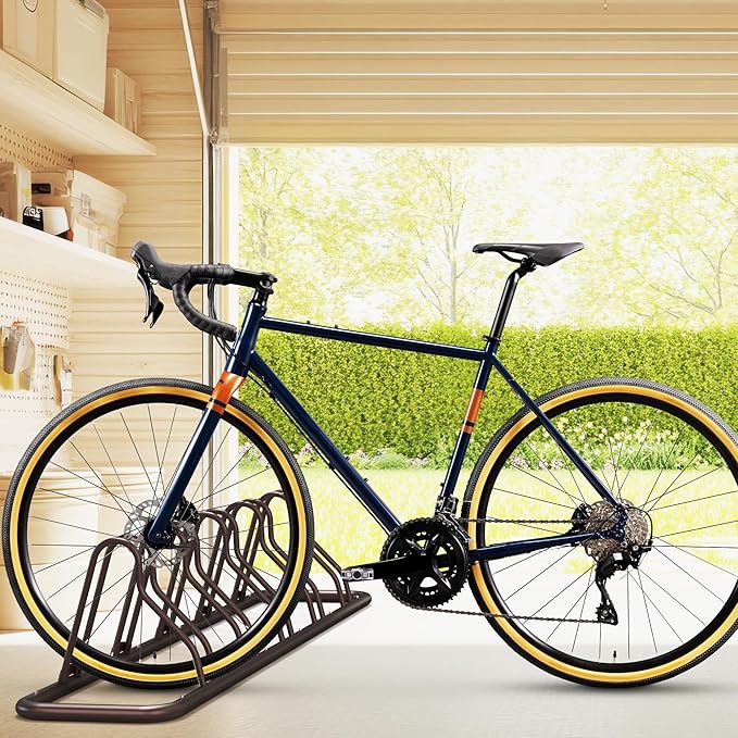 Simple Houseware 5 Bike Bicycle Floor Parking Adjustable Storage Stand, Bronze