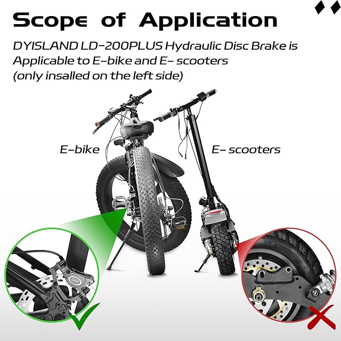 E-Bike Hydraulic Disc Brake Set 4-Pistons/2-Pistons,2-PIN/3-PIN Pre-Bled with Mineral Oil Brakes Kit,Front and Rear Set,180mm 2.3mm Thick Rotors