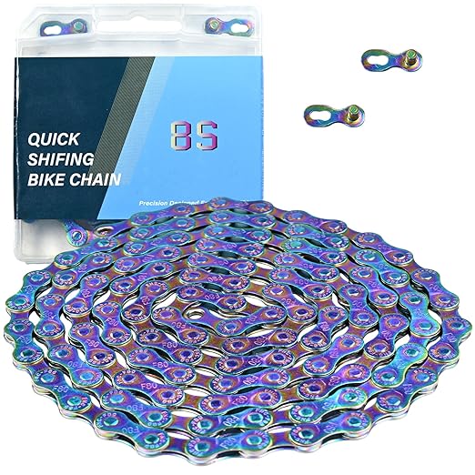 Rainbow 8 Speed Bike Chain, 1/2" x 3/32" 116 Links for Road Bike Mountain Bike (8 Speed Chain)