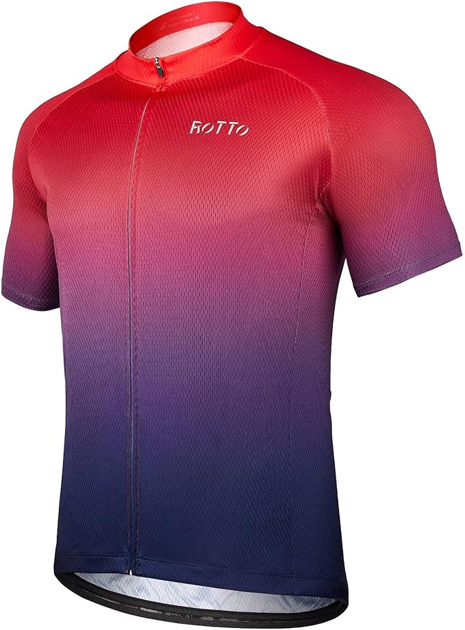 ROTTO Cycling Jersey Mens Bike Shirt Short Sleeve Gradient Color Series
