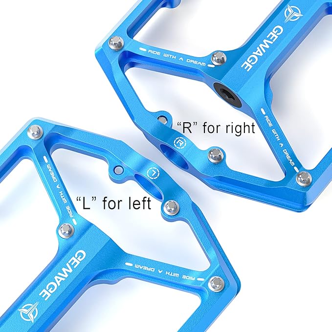 Road/Mountain Bike Pedals - 3 Bearings Bicycle Pedals - 9/16” CNC Machined Flat Pedals with Removable Anti-Skid Nails