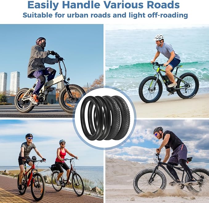 20 x 3.0 in Fat Bike Tires & Tubes, 20 Inch Fat Tire Folding Tires, 76-406 20x3.0 Ebike Tires with Levers, 20x 3.0 Electric Bike Tire for Mountain Bikes & Ebikes