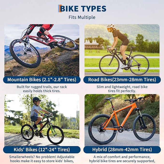 Freestanding Bike Stand for Garage, 5 Bike Storage Rack Vertical Bike Storage Stand Heavy Duty Bike Floor Stand, Adjustable Height, Up to 300Lbs, for Backyards, Basements, Storefronts, Workplaces