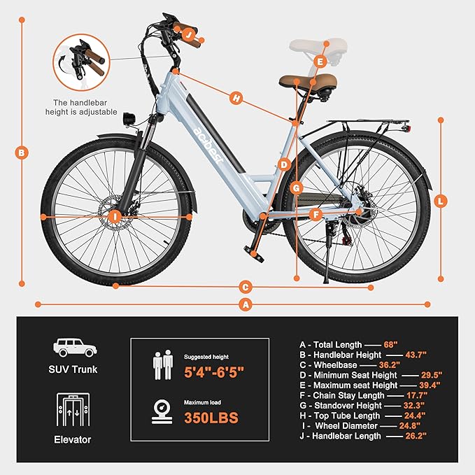 ACTBEST Core-Swept Electric Bike for Adults - 468Wh Removable Battery, Peak 750W Brushless Motor Cityrun Ebike,Up to 50 Miles, 26" Step Thru Commuter Electric Bicycle, with 7 Speed, E-Bikes