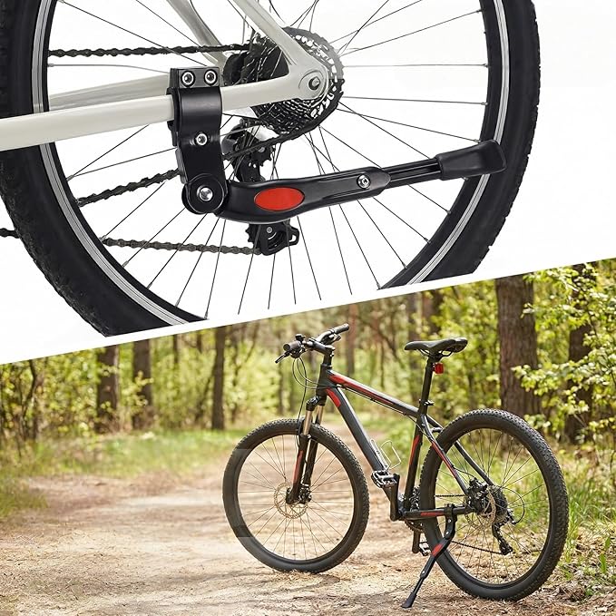 Adjustable Bike Kickstand for Adult Bike – Fits 24”-27.5” Wheels, Adjustable Aluminium Alloy Bicycle Stand with Non-Slip Foot & Spring-Loaded Latch for for Mountain, City, Hybrid Bikes