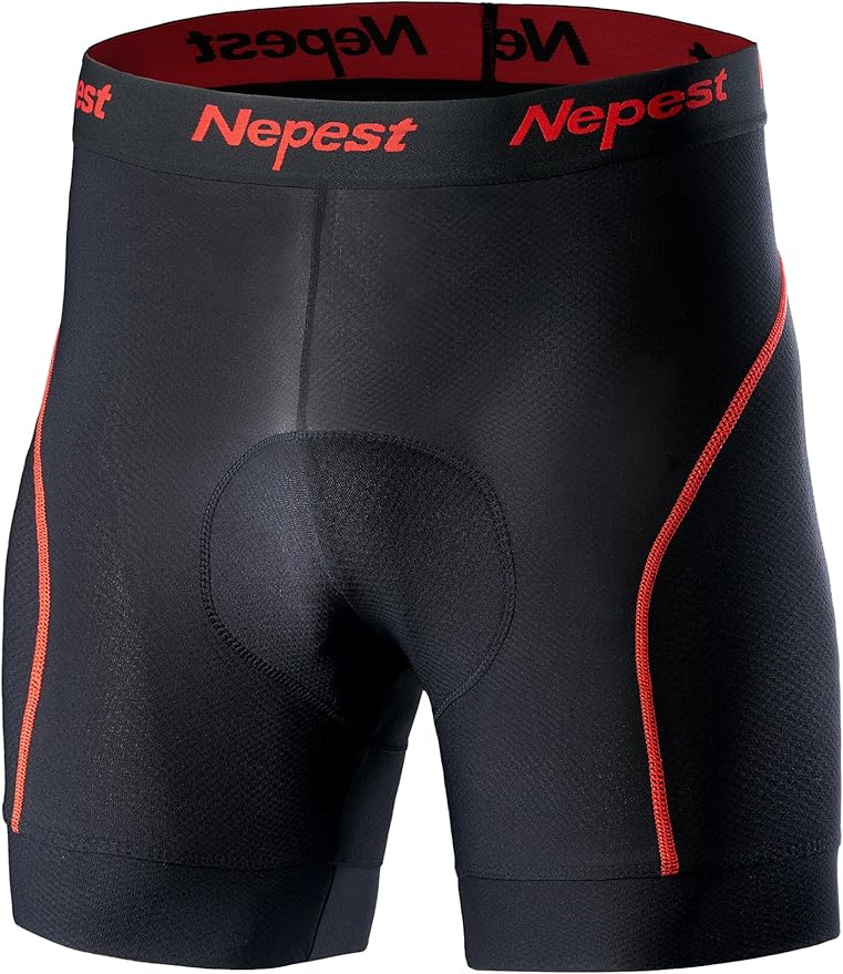 Nepest Mens Cycling Underwear 4D Padded Bike Shorts MTB Liner Mountain Bicycle Tights for Riding