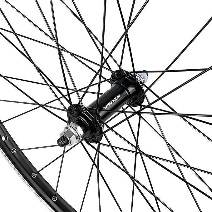 CyclingDeal Road Bike Bicycle 700C Double Wall Alloy Wheelset - Compatible with 6/7/8 Speed Thread-on Freewheel - Bolt-on Axle Front & Rear