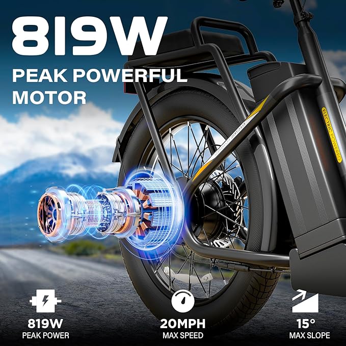 Caroma Peak 500W/800W/1200W Electric Scooter with Seat, 20" Fat Tire Electric Bike with 48V Removable Battery, Up to 30Miles & 20MPH, Adult Scooter for Commuting with Basket&Adjustable Seat