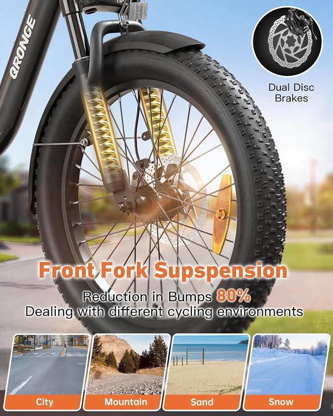 Electric Bike, 1000W Peak Folding Electric Bike, 486Wh 70 Miles Range Ebike, Waterproof Removable Battery, 7 Speed, 25 MPH Max, 20" Step-Thru Bicycle with Front Basket
