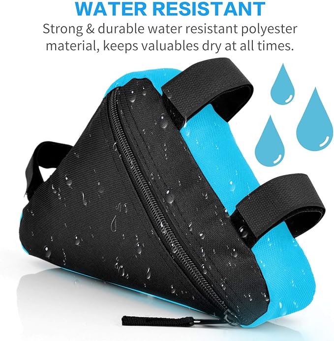 Bike Triangle Frame Bag - Bicycle Cycling Handlebar Front Pouch Saddle Storage Bag for Road and Mountain Bikes (Blue)