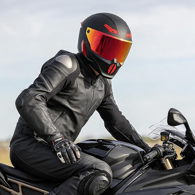 Motorcycle Helmets for Adult Men Women,Full Face Motorcycle Helmet,MG666 DOT Approved Motorbike Racing Street Bike Helmets with Two Visors