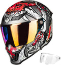 ILM Motorcycle Helmets for Adult Men Women Full Face DOT ECE Powersports Dual Visor Street Racing Helmet with Pinlock Cascos para Motos Model MF509 (Ronin Red, M)