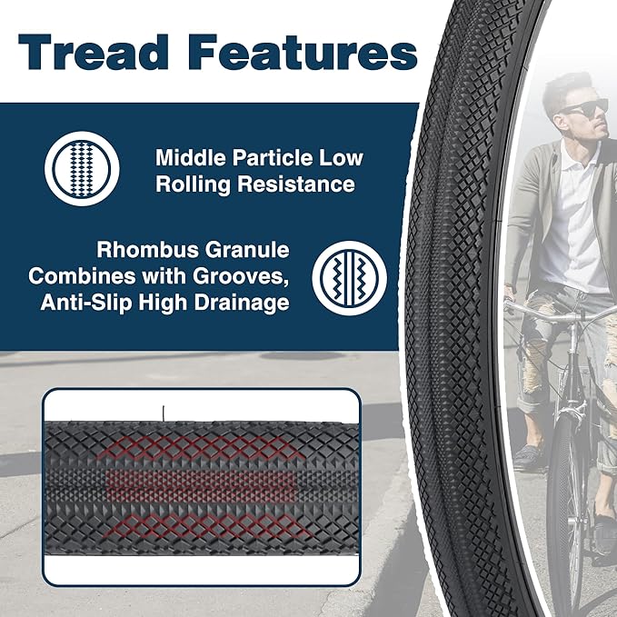 MEGHNA Bike Tire 700C Gravel Bike Tire Foldable 700 x 40C Tire for Road Racing Anti - Slip 40-622mm Replacement Tire for Road Bike Hybrid Bike Commuter Bike