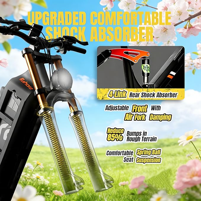 eAhora 2026 Latest Juliet Pro 2 5400W Dual Motor Electric Bike for Adults 43MPH 60V 70Ah 220+Miles Long Range Electric Bicycle 20" Fat Tire Full Suspension Mountain E-Bike All Terrain APP Control