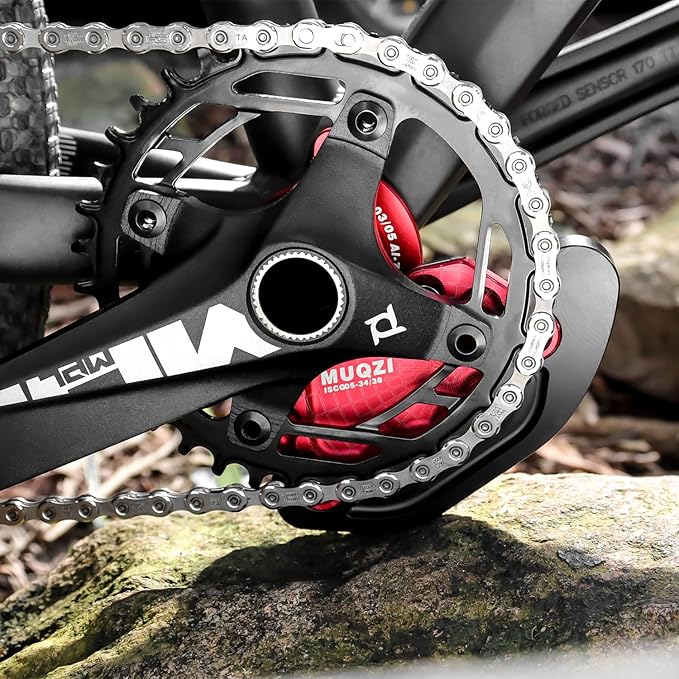 MUQZI Bash Guard, Mountain Bike ISCG05/ISCG 03 Mount 26-32T/34-38T Chainring Protector, BSA Adapter Included