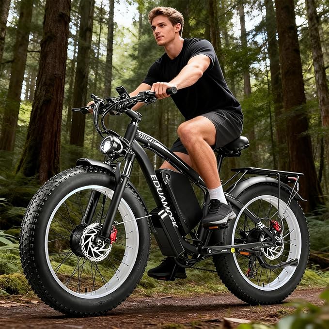 9000W-Peak 52V 34Ah 1768Wh Battery Dual-Motor-Ebike for Adults, 42-46MPH 105 Miles Range Fast-Ebike-Dual-Motor-Electric-Bike,24"*4.0" Men Fat-Tire-Electric-Bicycle Lockable Suspension