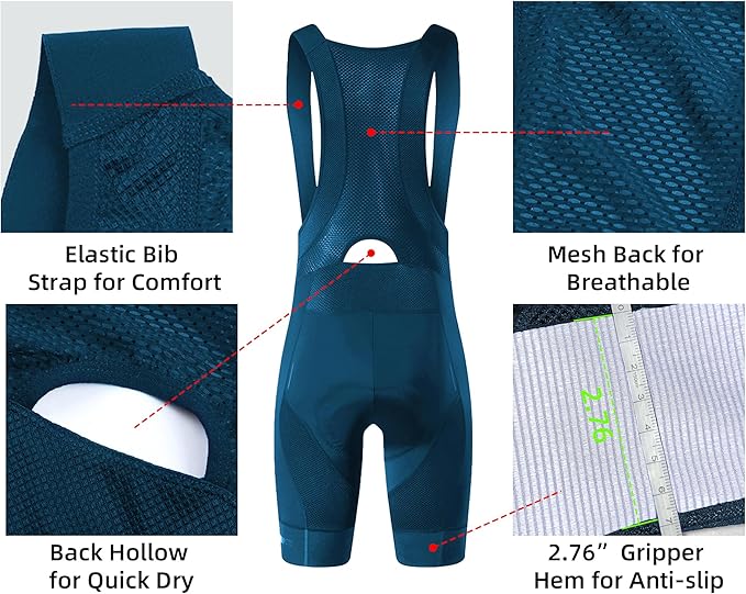 Cycling Bib Shorts for Men - Road Bike Bicycle Breathable Padded Riding Tights