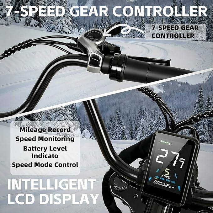Likebike U12 Electric Bike for Adults, 2000W Peak 32MPH 20" Fat Tire Ebike, 20Ah Removable Battery 7-Speed Gear Full Suspension Mountain Bike Off Road Hydraulic Disc Brake