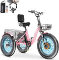 MOONCOOL 1000W 4" Fat Tire Electric Tricycle for Adults, 48V 14.5Ah All-Terrain Aluminum 20" E-Trike, Front Suspension, 7-Speed, 400lbs Max Payload