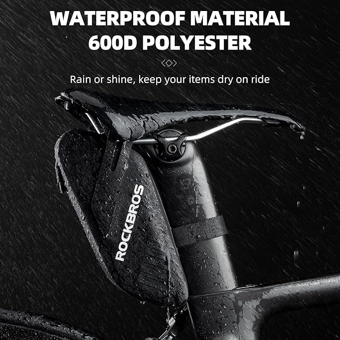 ROCKBROS Bike Seat Bag, Waterproof 0.6L Bike Seat Bag Frame Bag, Lightweight Bike Saddele Bag Top Tube Bag, Bike Accessories for Mountain MTB Road Foldable Bikes