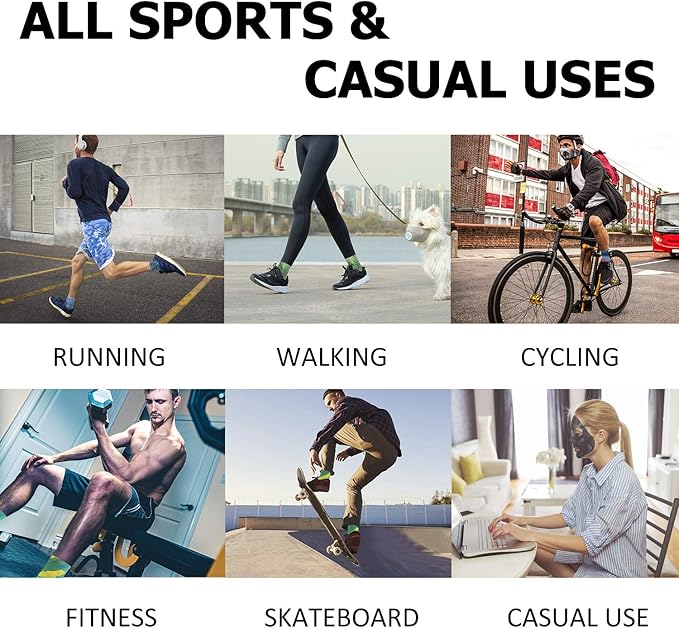 HUSO Unisex Digital Printed Athletic Quarter Running Socks 2,3,4,6,11 Pairs