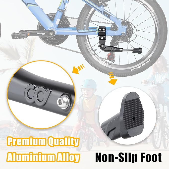 CyclingDeal Adjustable Rear Mount Bicycle Kickstand | Sturdy & Durable Bike Kickstand for 24-29" Adult & Kid Bicycles, MTB & 700C Road/Hybrid Bikes | Premium Quality Full Aluminium w/New Clamp Design