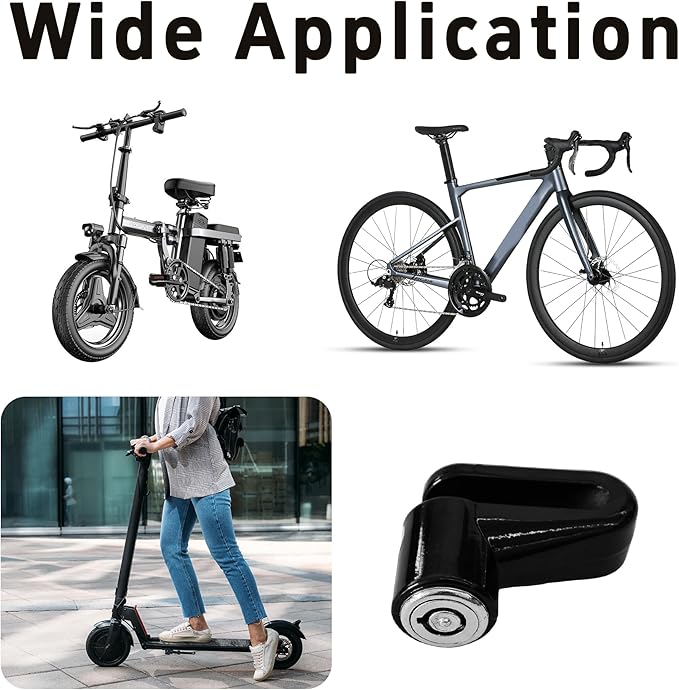 Heavy Duty Motorcycle Bike Disc Brake Lock, Anti-Theft Waterproof Wheel Lock Safety Disc Lock Padlock for Scooters and Mountain Road Cycling with Two Keys(Black)