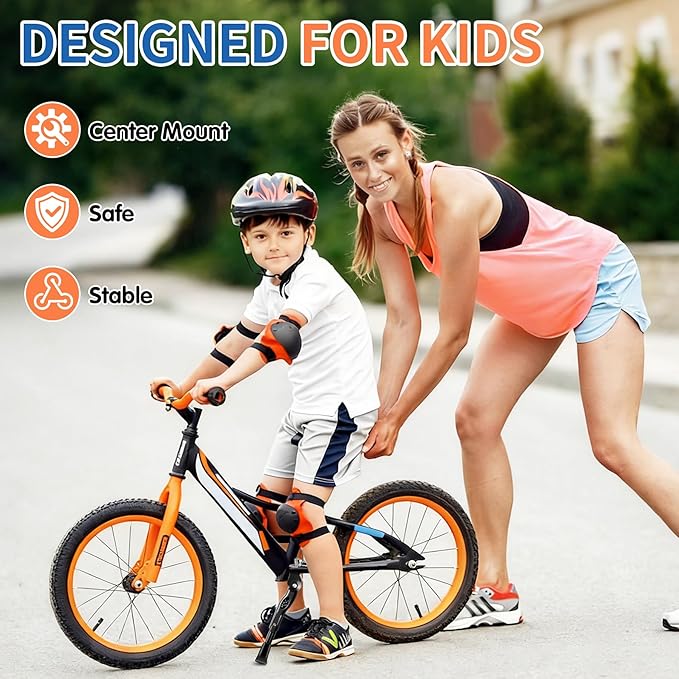 LEICHTEN Kickstand for Kids Bike Center Mount for 16 18 20 Inch Adjustable Children's Bicycles Aluminium Alloy Bike Kick Stand Support Storage