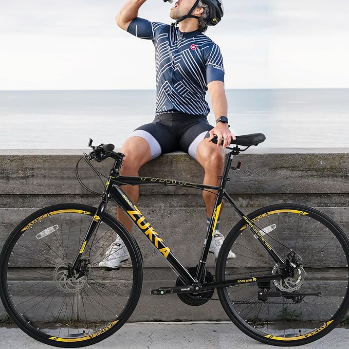 Adult Hybrid Bike 24 Speed Hybrid Bike Disc Brake 700C Road Bike, Aluminium Alloy Frame,Disc Brake,Racing Bicycle,Commuter Bike,for Men Women's City Bicycle