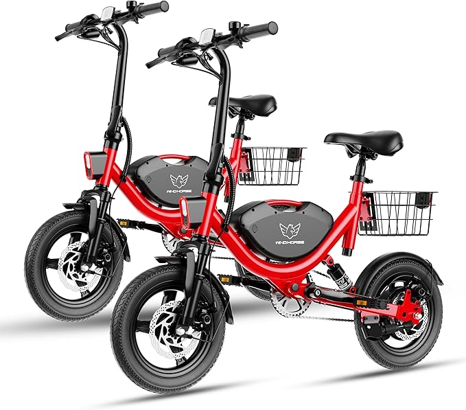 Electric Bike with Basket, 14" Folding Ebike 22 MPH, 35 Miles Range, Dual Suspension, 715W Peak Brushless Motor with 30° Uphill, Adjustable Seat, Commuter Electric Bicycle for Adults 330LBS Load