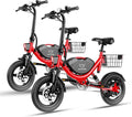 Electric Bike with Basket, 14" Folding Ebike 22 MPH, 35 Miles Range, Dual Suspension, 715W Peak Brushless Motor with 30° Uphill, Adjustable Seat, Commuter Electric Bicycle for Adults 330LBS Load