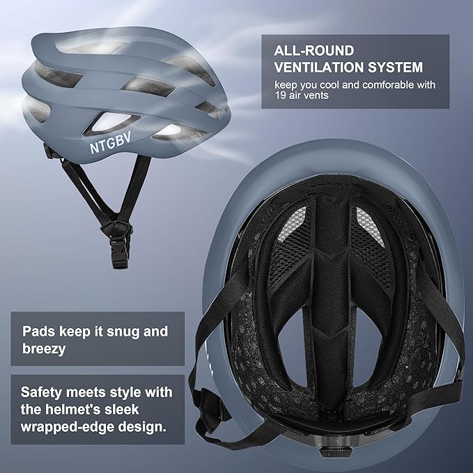 Adult Bike Helmet for Men/Women with Helmet Bag 2 Removable Moisture-Wicking Liners Adjustable Dial Comfort Fit Lightweight Shockproof CPSC 1203 Safety Certified for Road-Ready/Urban-Commute/MTB