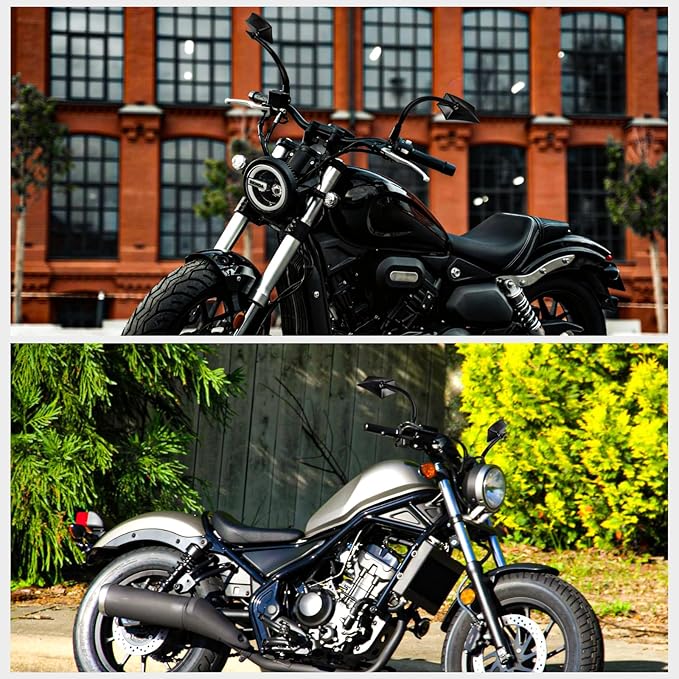 Motorcycle Mirrors - Universal M8 M10 Motorcycle Handlebar Mirrors Rear View Mirrors Compatible with Shadow Rebel 300 500 MT-03 CB125R Vulcan S 900 Z900 Z125 pro MT-07 MT-09 Black
