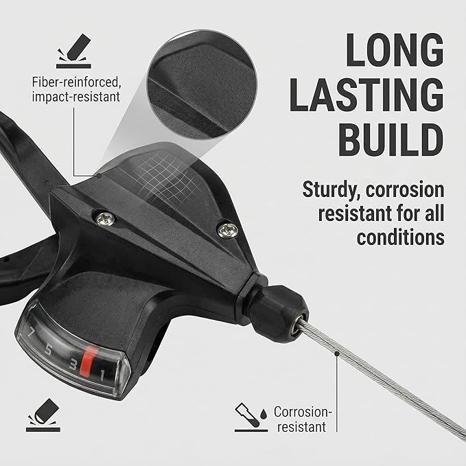 SL-M315-7 Speed Bike Shifter Right Thumb Gear Shifter Bicycle Shift Lever MTB Mountain Bike Shifter Trigger Shifter Commuter Folding Hybrid Bike Gear Shifter with Gear Indicator