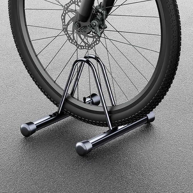 Adjustable Bike Parking Rack - Universal Floor & Wall-Mounted Bicycle Stand, Compatible with All Bikes Including Mountain, Road, Hybrid Cycles - Durable Black Design