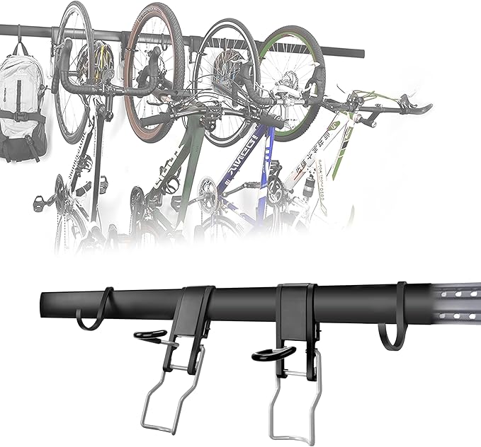 Adjustable Garage Bike Rack – Heavy-Duty Vertical Wall Mount Storage for 4 Bikes & 4 Helmets, Space-Saving Design, 1000 lbs Weight Capacity