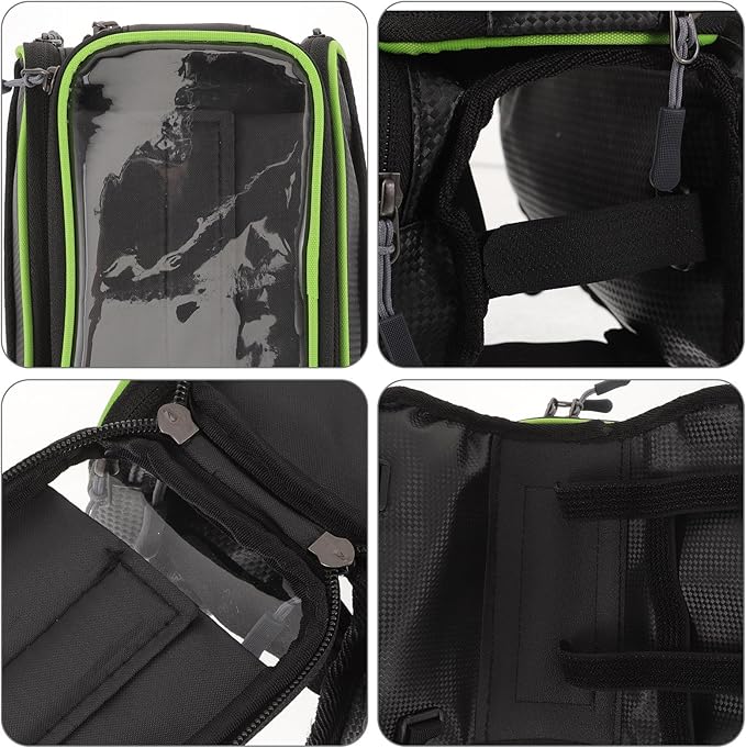 Bike Handlebar Bag Waterproof Pu Top Tube Bike Storage Pouch Large Capacity for 6.2-inch Phone Cycling Front Frame Bag