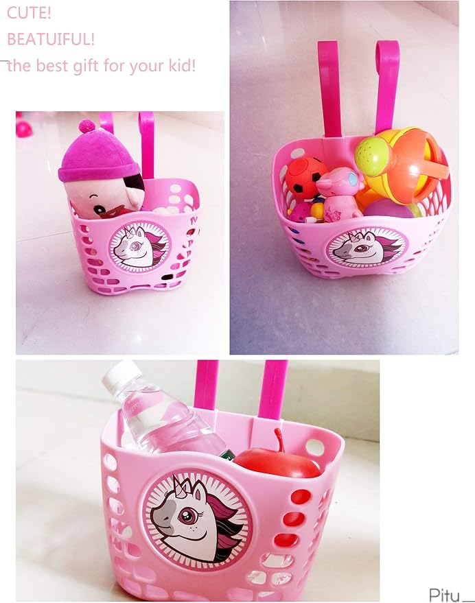 Girls Bike Decorations Kid Bicycle Accessories Kit- Bike Wheel Spoke Beads,Bike Streamers Tassel Ribbon, Bike Horn Bell,Bike Front Handlebar Basket