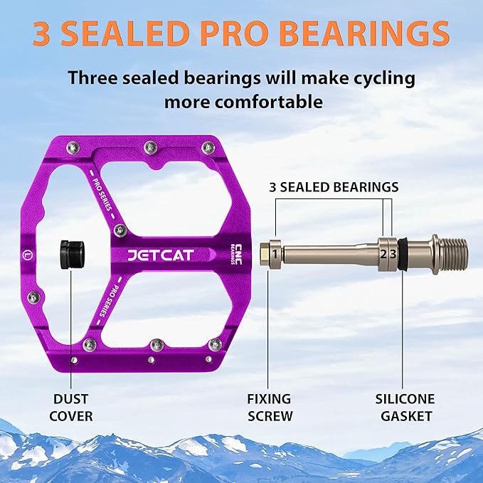 Mountain Bike Pedals Flat - MTB Pedals Flat, Bicycle Pedals, Road Bike Pedals, BMX Pedals, for BMX MTN Road Gravel EBike, Specialized Parts, Adults, Aluminum Metal Stamp 9/16"